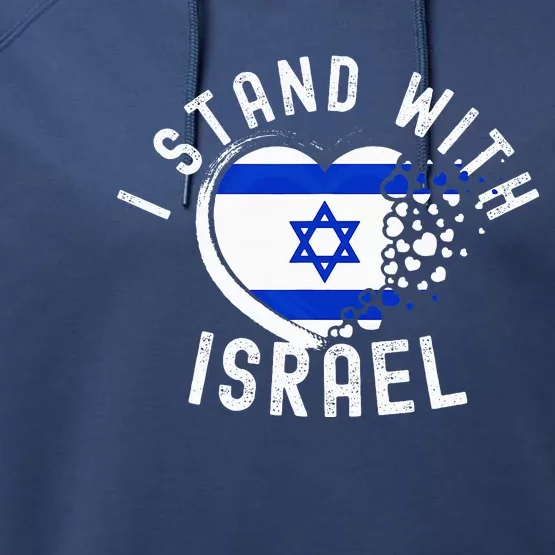 I Support Israel I Stand With Israel Heart Israeli Flag Performance Fleece Hoodie