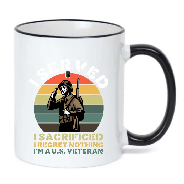 I Served I Sacrificed I Regret Nothing I'm A U S Veteran Gift Black Color Changing Mug