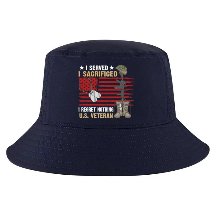 I Served I Sacrificed Us Veteran Awesome Graphic Classic Cool Gift Cool Comfort Performance Bucket Hat