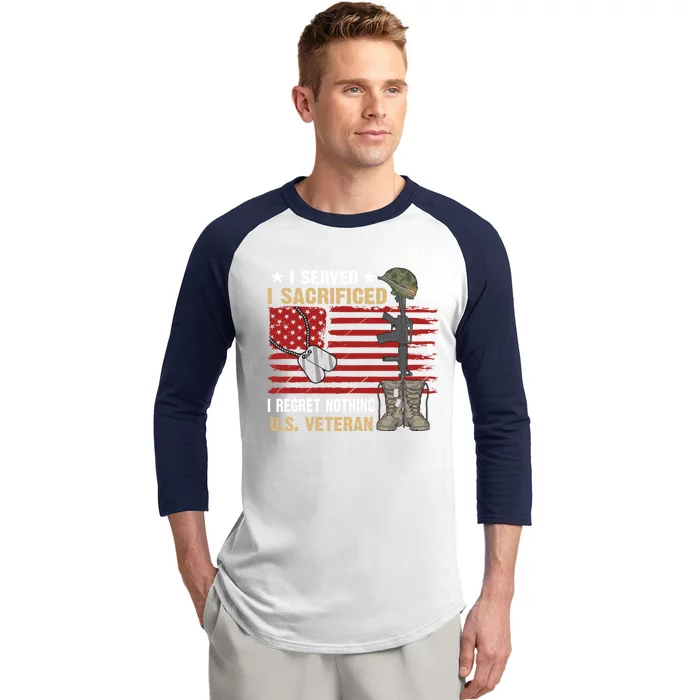 I Served I Sacrificed Us Veteran Awesome Graphic Classic Cool Gift Baseball Sleeve Shirt