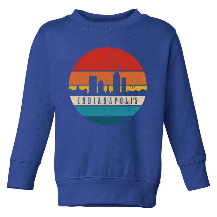 Indianapolis Skyline Indiana Pride Vintage Indianapolis Gift Toddler Sweatshirt