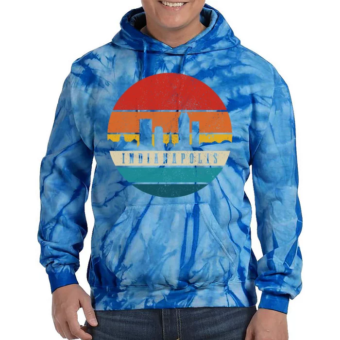 Indianapolis Skyline Indiana Pride Vintage Indianapolis Gift Tie Dye Hoodie