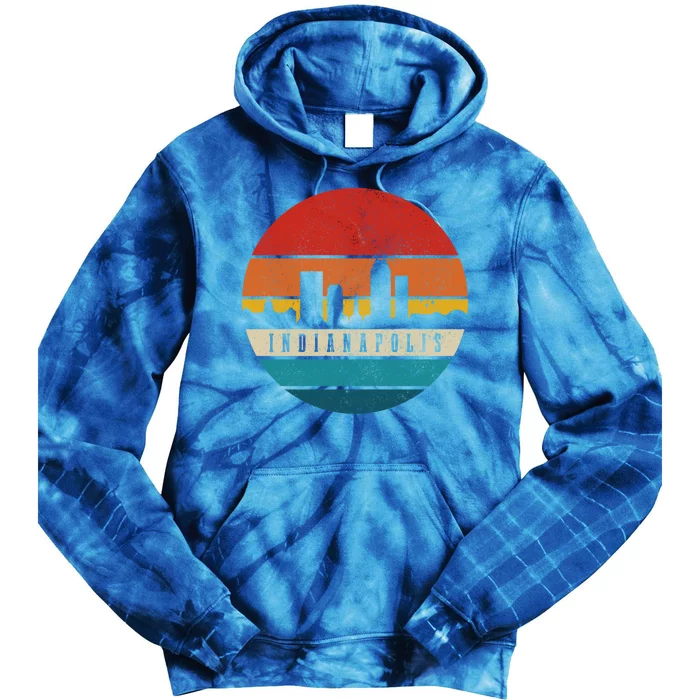 Indianapolis Skyline Indiana Pride Vintage Indianapolis Gift Tie Dye Hoodie