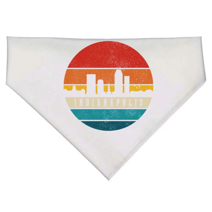 Indianapolis Skyline Indiana Pride Vintage Indianapolis Gift USA-Made Doggie Bandana