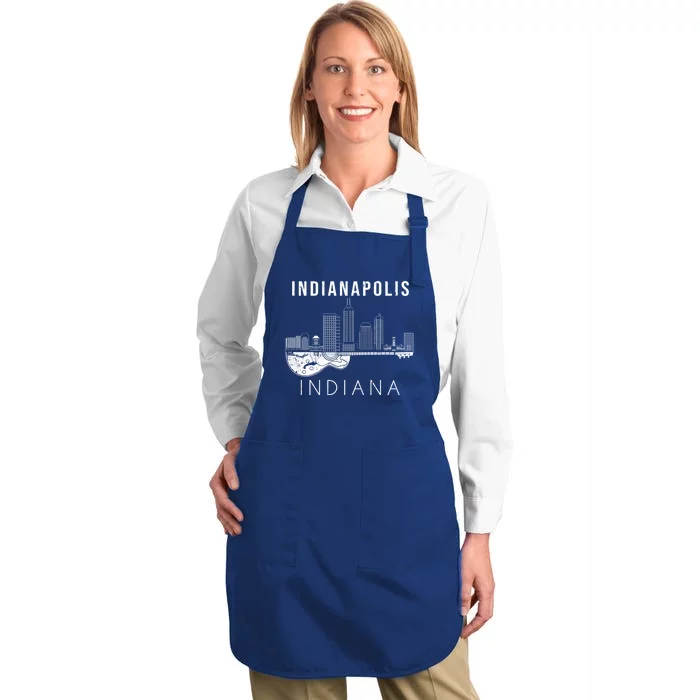 Indianapolis Souvenir Indiana Music Guitar Indianapolis Meaningful Gift Full-Length Apron With Pocket