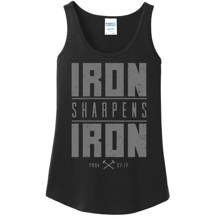 Iron Sharpens Iron Christian Bible Scripture Gym Workout Ladies Essential Tank