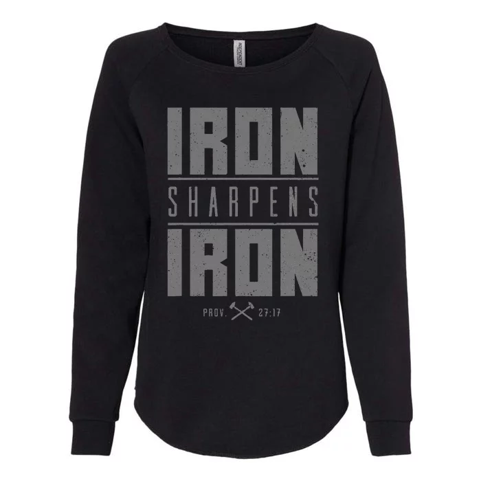 Iron Sharpens Iron Christian Bible Scripture Gym Workout Womens California Wash Sweatshirt