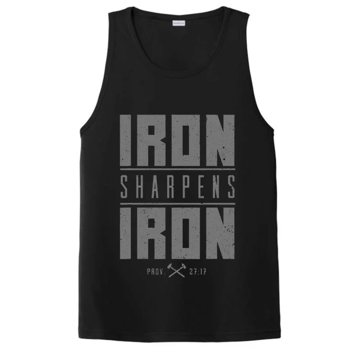 Iron Sharpens Iron Christian Bible Scripture Gym Workout Performance Tank