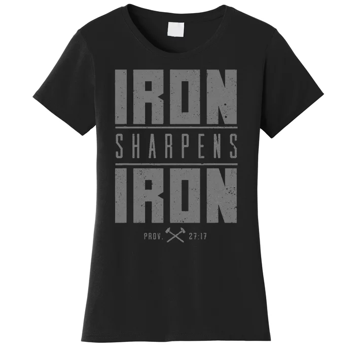 Iron Sharpens Iron Christian Bible Scripture Gym Workout Women's T-Shirt