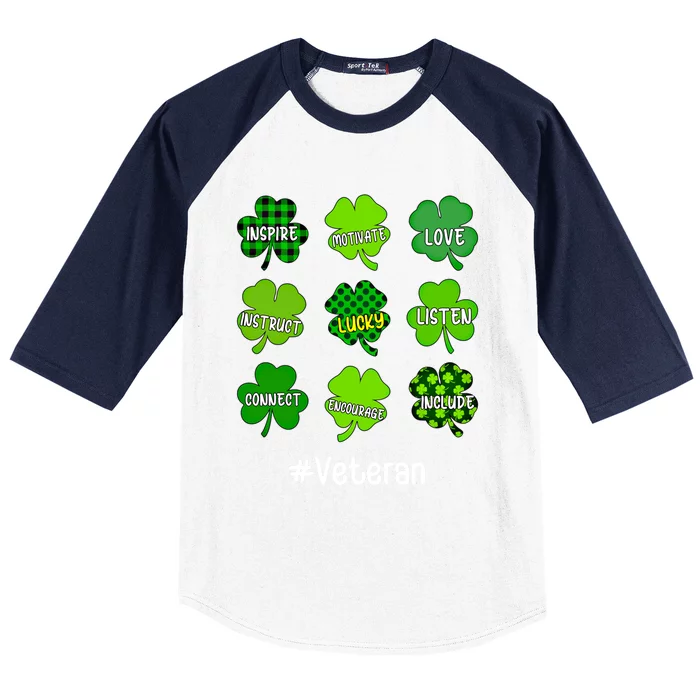 Irish Shamrock Inspire Love Lucky Veteran St Patricks Day Funny Gift Baseball Sleeve Shirt