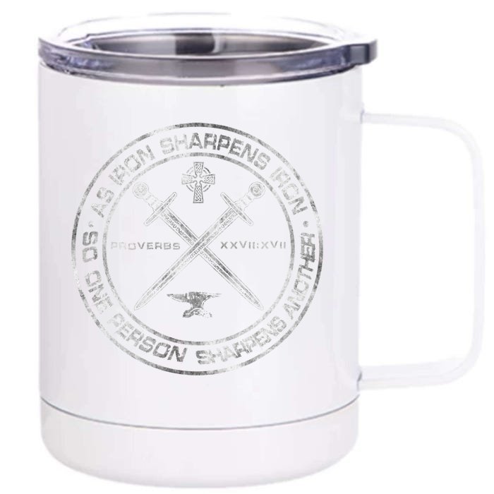 Iron Sharpens Iron Proverbs 2717 Christian Quote Front & Back 12oz Stainless Steel Tumbler Cup