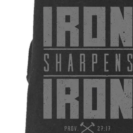 Iron Sharpens Iron Christian Bible Scripture Gym Workout Doggie 3-End Fleece Hoodie