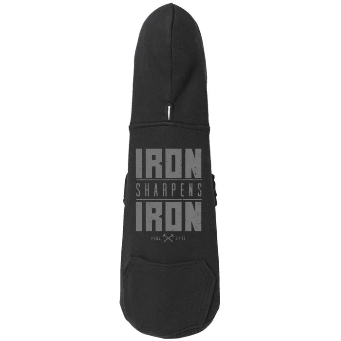 Iron Sharpens Iron Christian Bible Scripture Gym Workout Doggie 3-End Fleece Hoodie