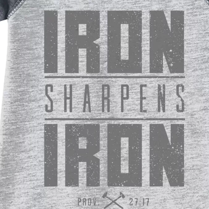 Iron Sharpens Iron Christian Bible Scripture Gym Workout Infant Baby Jersey Bodysuit