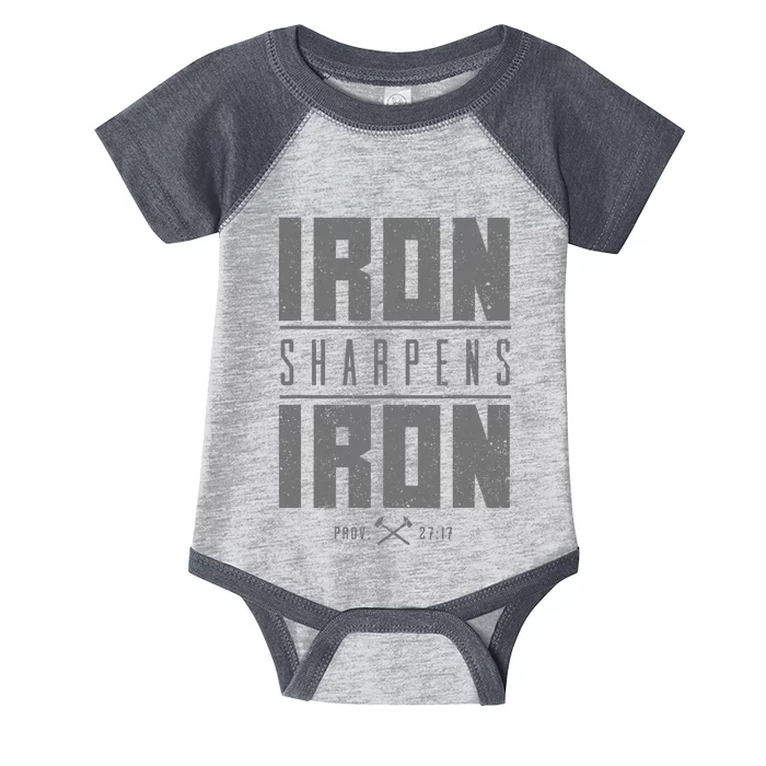 Iron Sharpens Iron Christian Bible Scripture Gym Workout Infant Baby Jersey Bodysuit