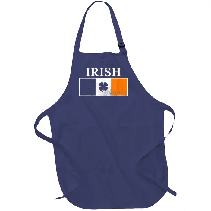 Ireland Shamrock Irish Flag St Patty's Day Full-Length Apron With Pocket