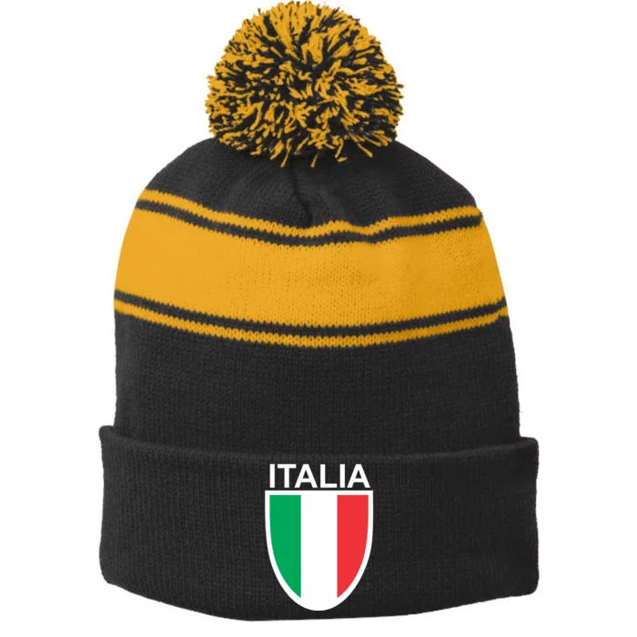 Italia Soccer Stripe Pom Pom Beanie