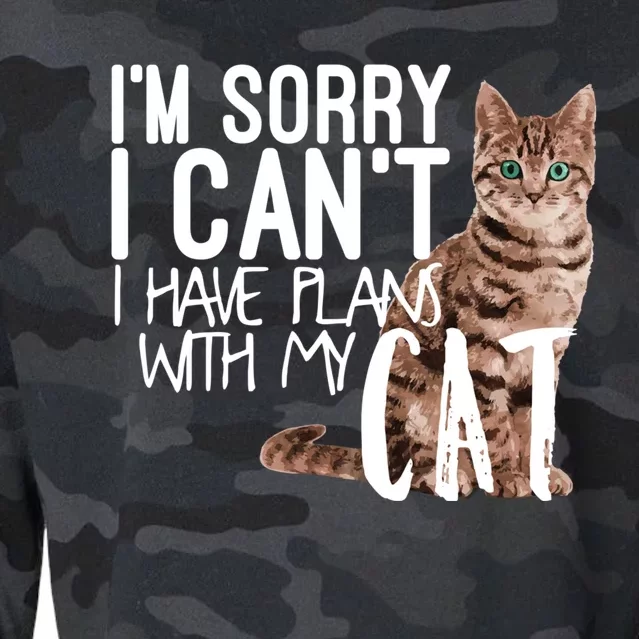 I'm Sorry I Can't I Have Plans With My Cat Cool Gift Cropped Pullover Crew