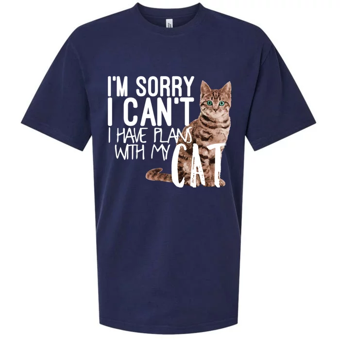 I'm Sorry I Can't I Have Plans With My Cat Cool Gift Sueded Cloud Jersey T-Shirt