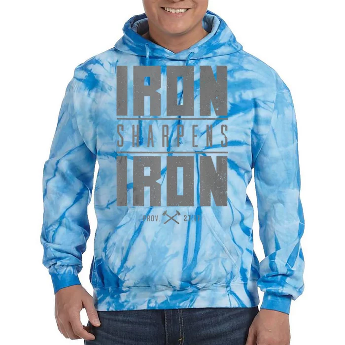 Iron Sharpens Iron Christian Bible Scripture Gym Tie Dye Hoodie