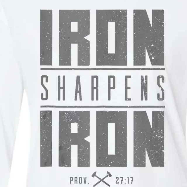 Iron Sharpens Iron Christian Bible Scripture Gym Womens Cotton Relaxed Long Sleeve T-Shirt