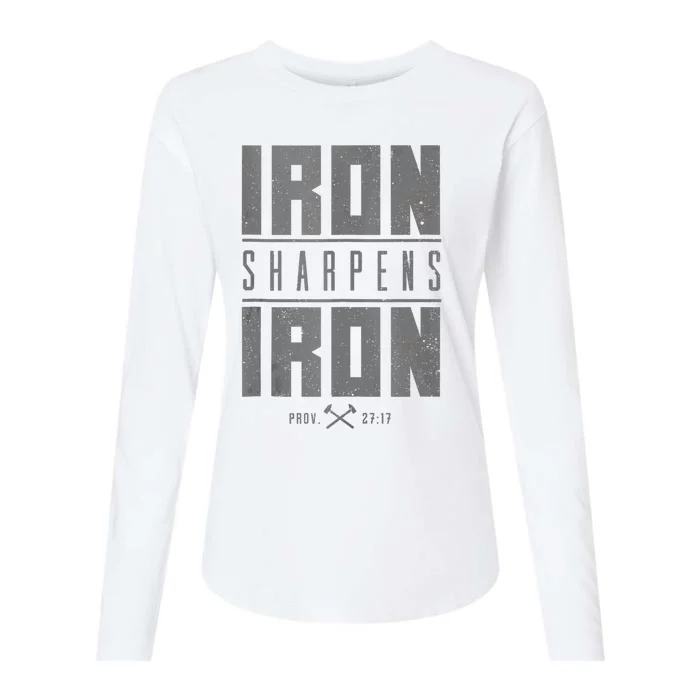 Iron Sharpens Iron Christian Bible Scripture Gym Womens Cotton Relaxed Long Sleeve T-Shirt