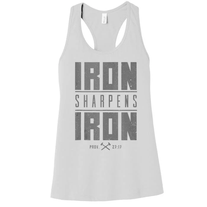 Iron Sharpens Iron Christian Bible Scripture Gym Women's Racerback Tank