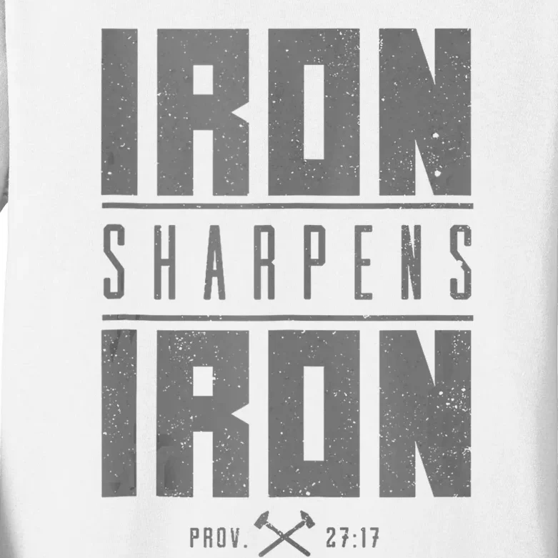 Iron Sharpens Iron Christian Bible Scripture Gym Kids Long Sleeve Shirt