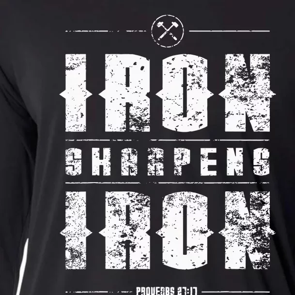 Iron Sharpens Iron Proverbs Christian Bible Verse Religious Cooling Performance Long Sleeve Crew