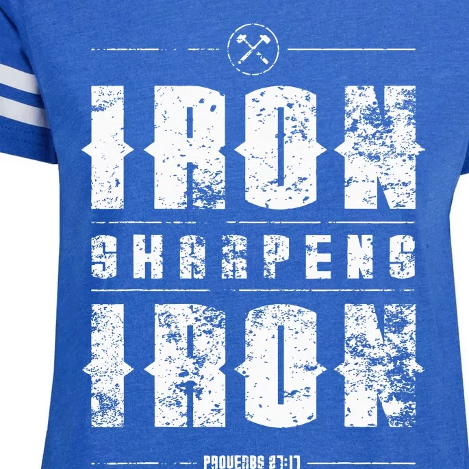 Iron Sharpens Iron Proverbs Christian Bible Verse Religious Enza Ladies Jersey Football T-Shirt