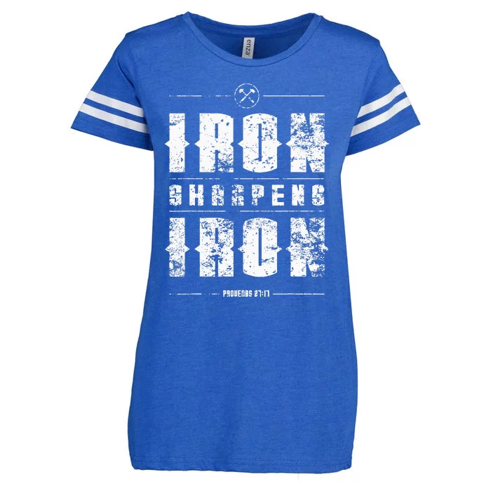 Iron Sharpens Iron Proverbs Christian Bible Verse Religious Enza Ladies Jersey Football T-Shirt