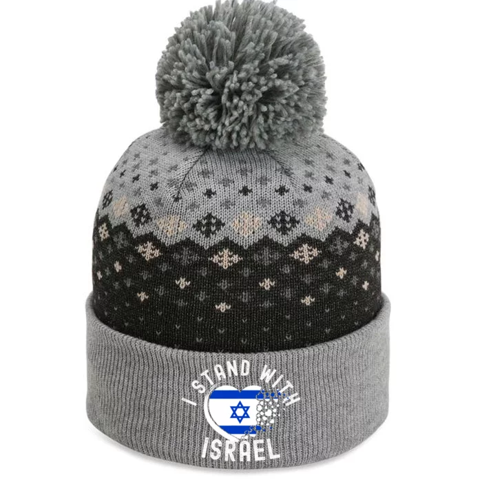 I Support Israel I Stand With Israel Heart Israeli Flag The Baniff Cuffed Pom Beanie