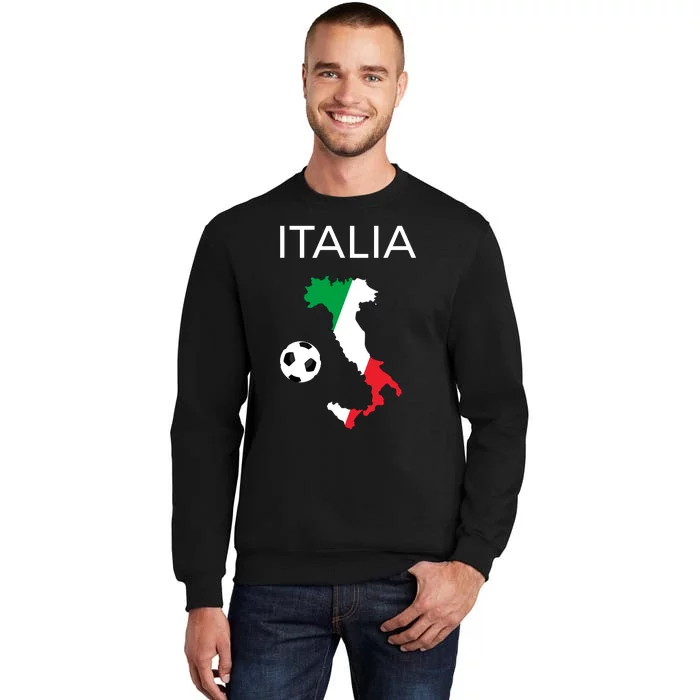 Italy Soccer Italia Forza Azzurri Italian Flag Long Sleeve Tall Sweatshirt