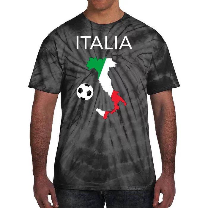 Italy Soccer Italia Forza Azzurri Italian Flag Long Sleeve Tie-Dye T-Shirt