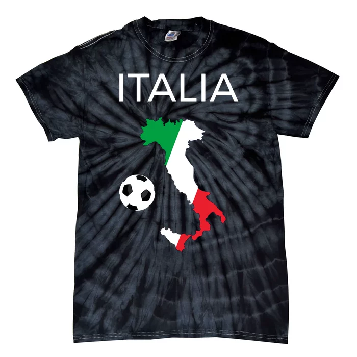 Italy Soccer Italia Forza Azzurri Italian Flag Long Sleeve Tie-Dye T-Shirt