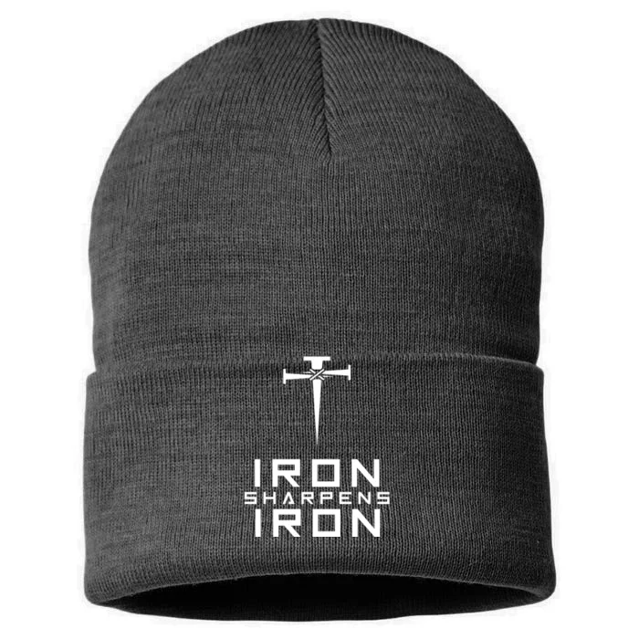 Iron Sharpens Iron Christian Faith Sustainable Knit Beanie