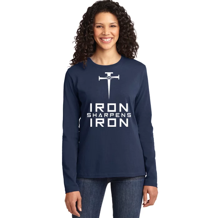 Iron Sharpens Iron Christian Faith Ladies Long Sleeve Shirt