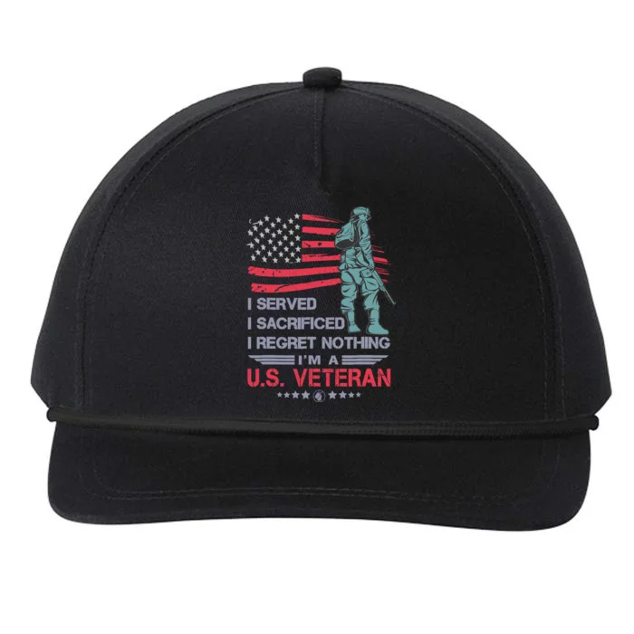 I Served I Sacrificed I Regret Nothing IM A U.S Veteran Snapback Five-Panel Rope Hat