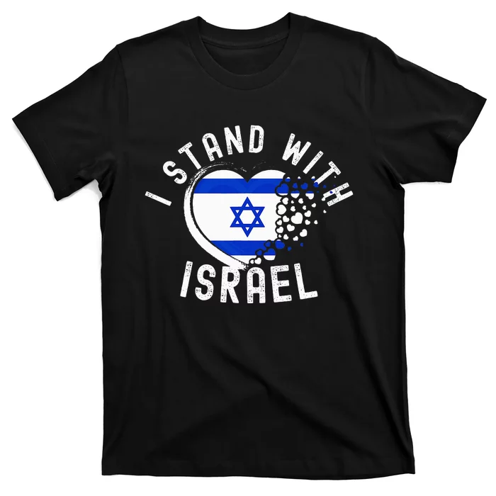 I Support Israel I Stand With Israel Heart Israeli Flag T-Shirt