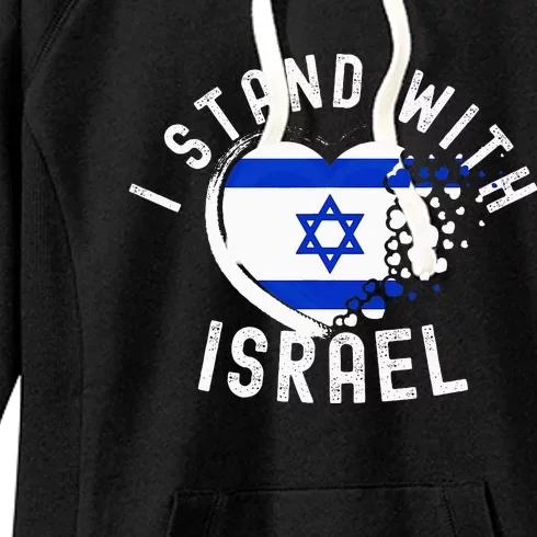 I Support Israel I Stand With Israel Heart Israeli Flag Women's Fleece Hoodie