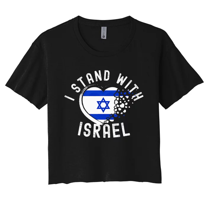 I Support Israel I Stand With Israel Heart Israeli Flag Women's Crop Top Tee