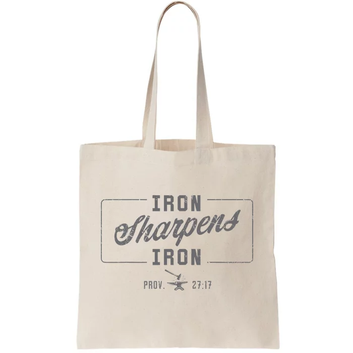 Iron Sharpens Iron Christian Bible Scripture Gym Workout Tote Bag