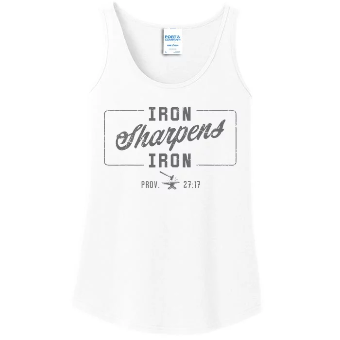 Iron Sharpens Iron Christian Bible Scripture Gym Workout Ladies Essential Tank