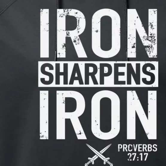 Iron Sharpens Iron Proverbs 27:17 Christian Performance Fleece Hoodie