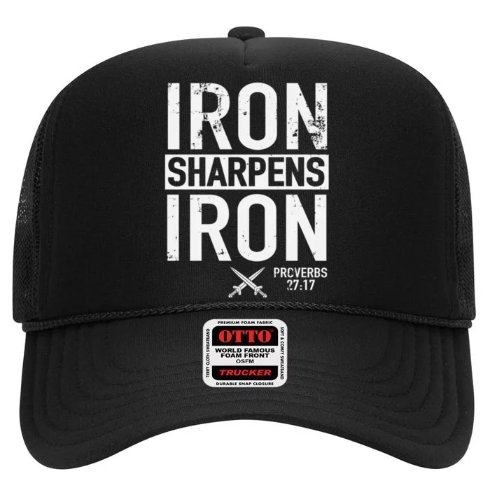 Iron Sharpens Iron Proverbs 27:17 Christian High Crown Mesh Trucker Hat