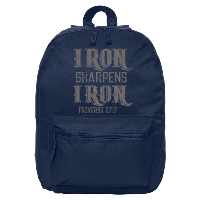 Iron Sharpens Iron Proverbs 2717 Bible Verse Gift 16 in Basic Backpack