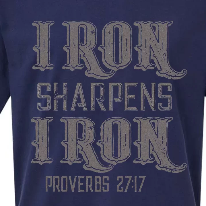 Iron Sharpens Iron Proverbs 2717 Bible Verse Gift Sueded Cloud Jersey T-Shirt