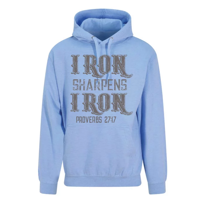 Iron Sharpens Iron Proverbs 2717 Bible Verse Gift Unisex Surf Hoodie