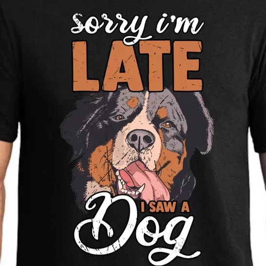 I'm Sorry I Am Late I Saw A Dog Funny Sarcasm Funny Gift Pajama Set