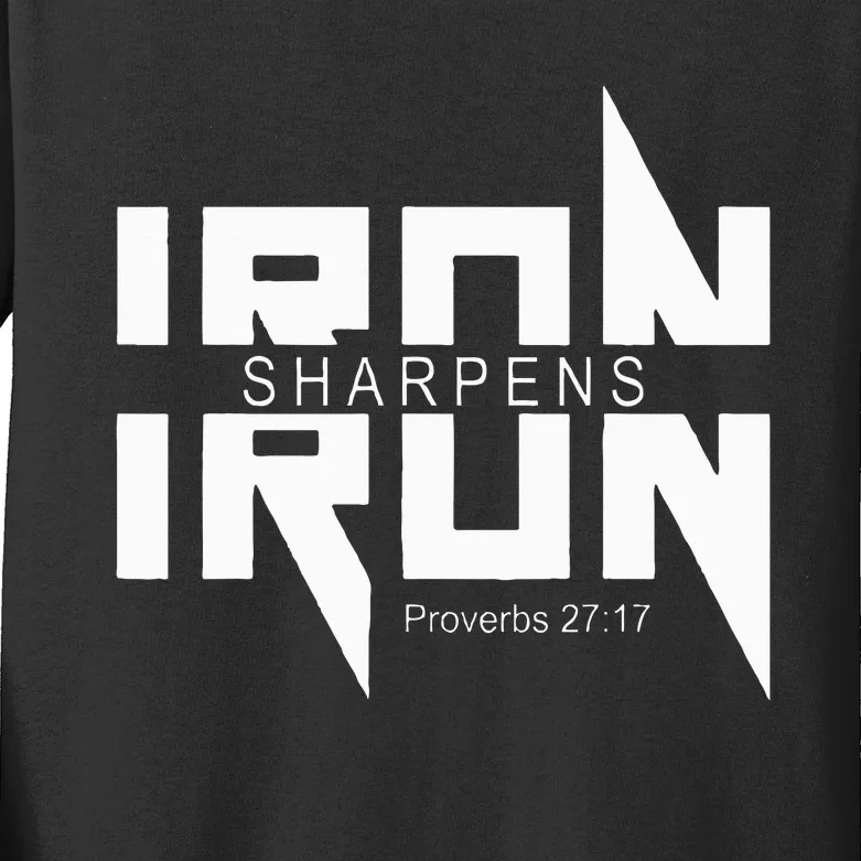 Iron Sharpens Iron Bible Jesus Faith Religious Christian Kids Long Sleeve Shirt